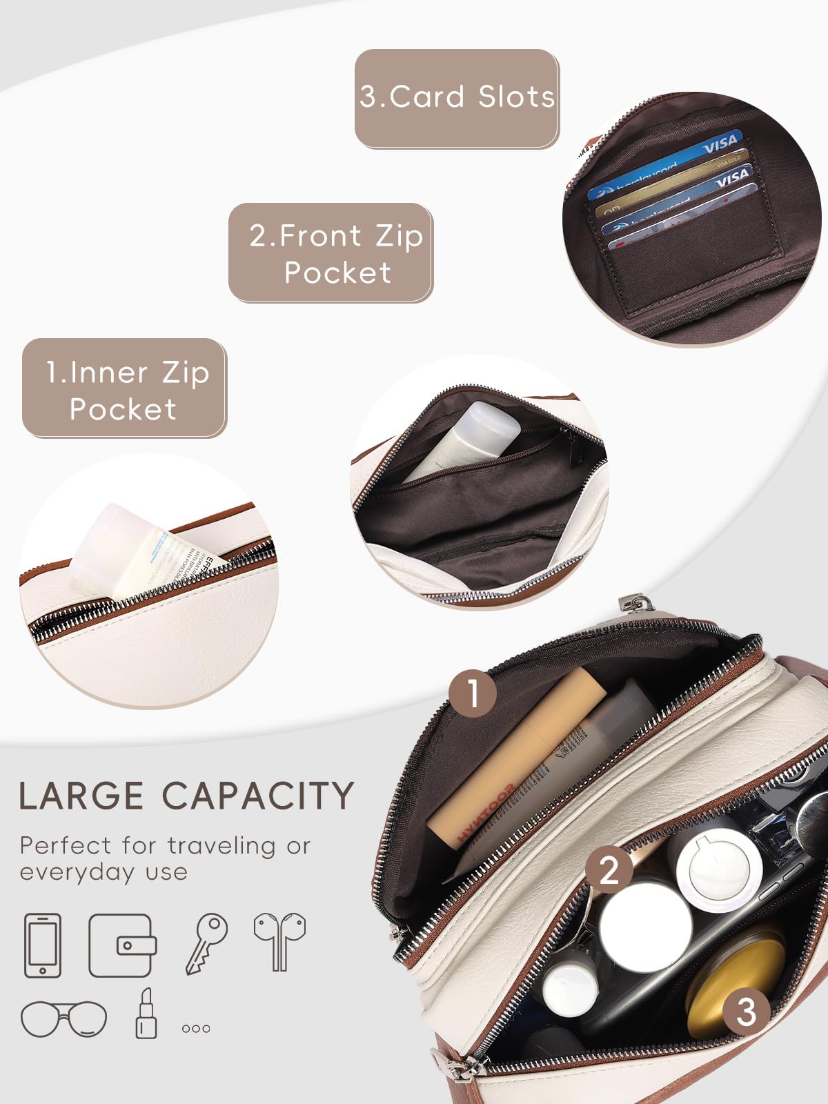 Foto 5 | Riñonera Cluci Leather Para Mujer, Bandolera, Viajes Y Gimnasio - Venta Internacional.