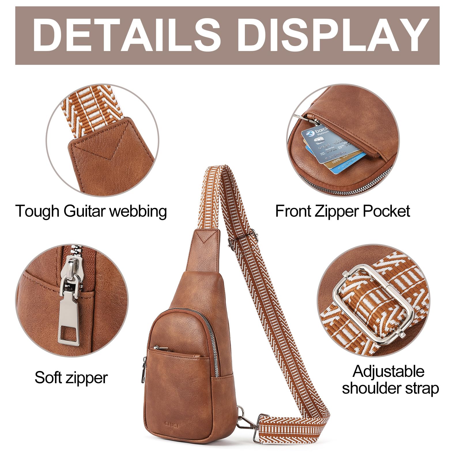 Foto 6 pulgar | Bandolera Cluci Small Para Mujer, Bandolera De Piel Sintética - Venta Internacional.
