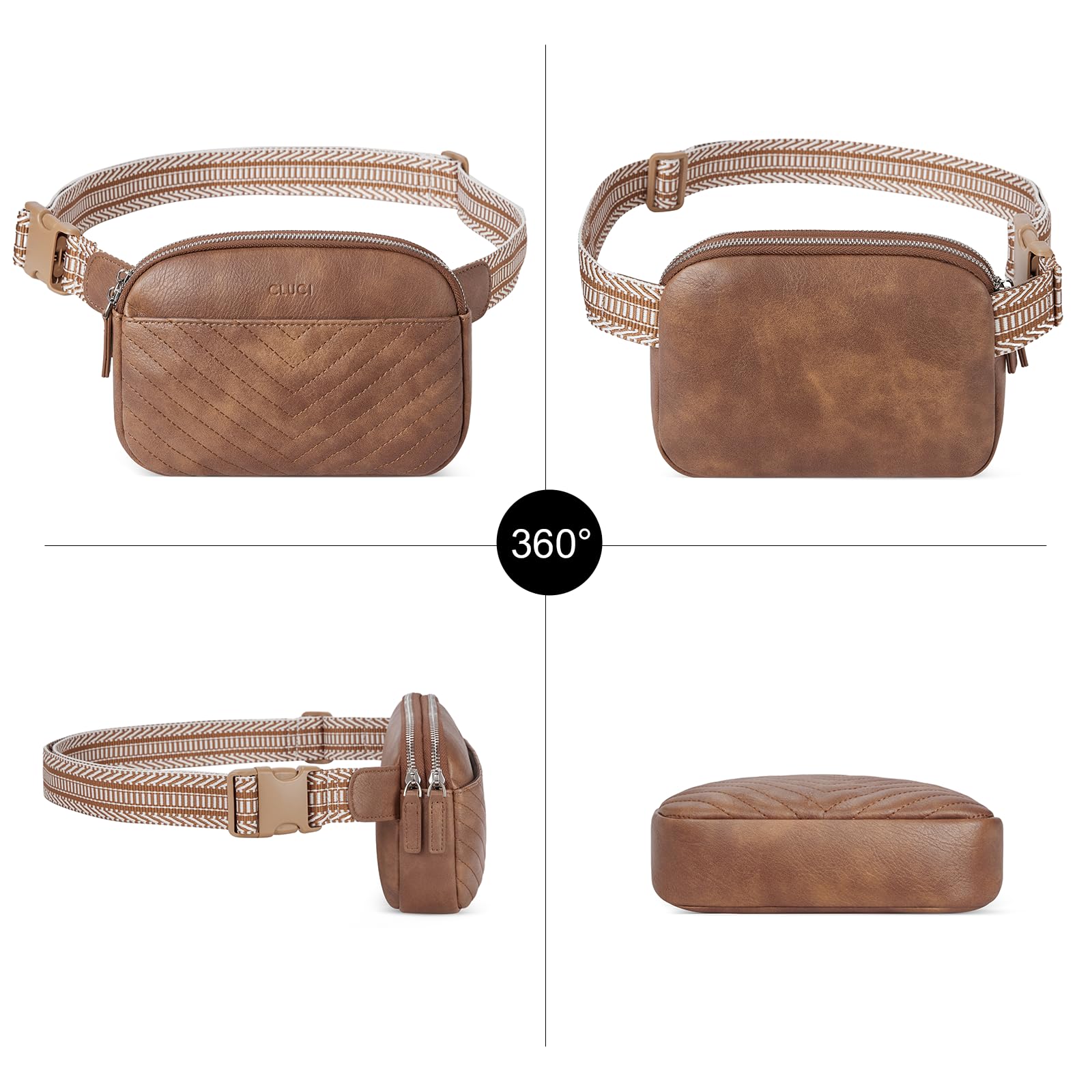 Foto 7 pulgar | Riñonera Cluci De Piel Vegana Para Mujer, Color Negro, De Fanny Pack - Venta Internacional.