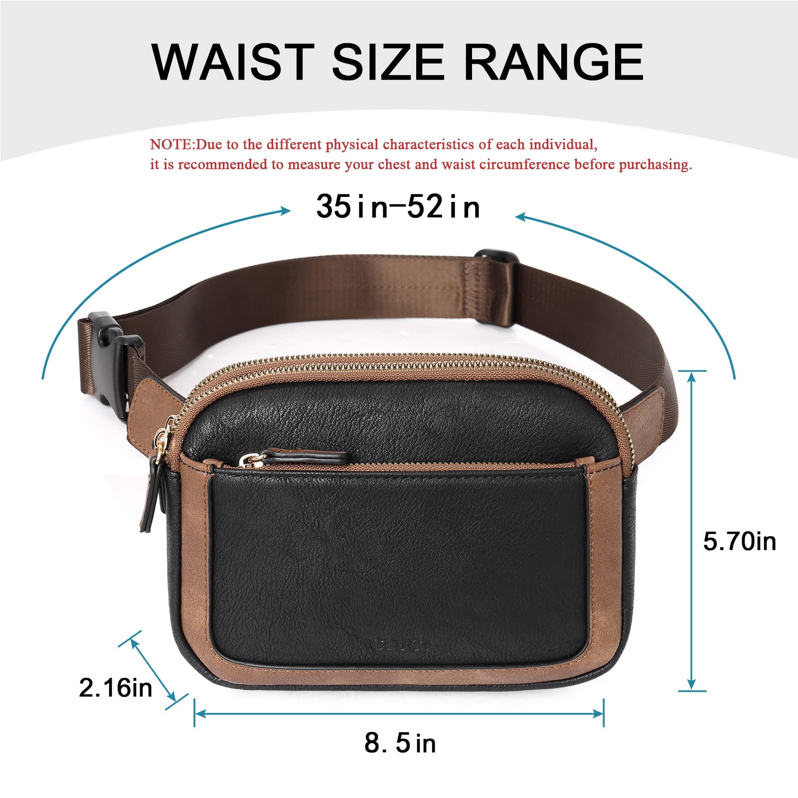 Foto 4 pulgar | Riñonera Cluci De Piel Vegana Para Mujer, Color Negro, De Fanny Pack - Venta Internacional.