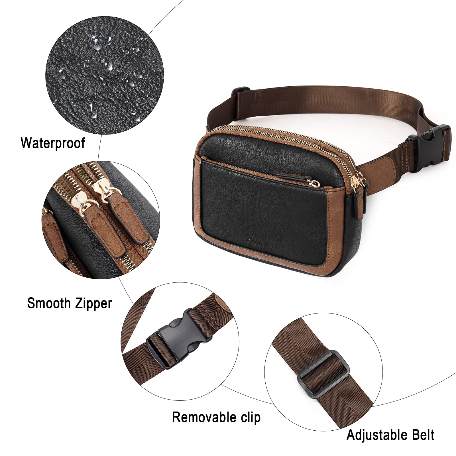 Foto 5 pulgar | Riñonera Cluci De Piel Vegana Para Mujer, Color Negro, De Fanny Pack - Venta Internacional.
