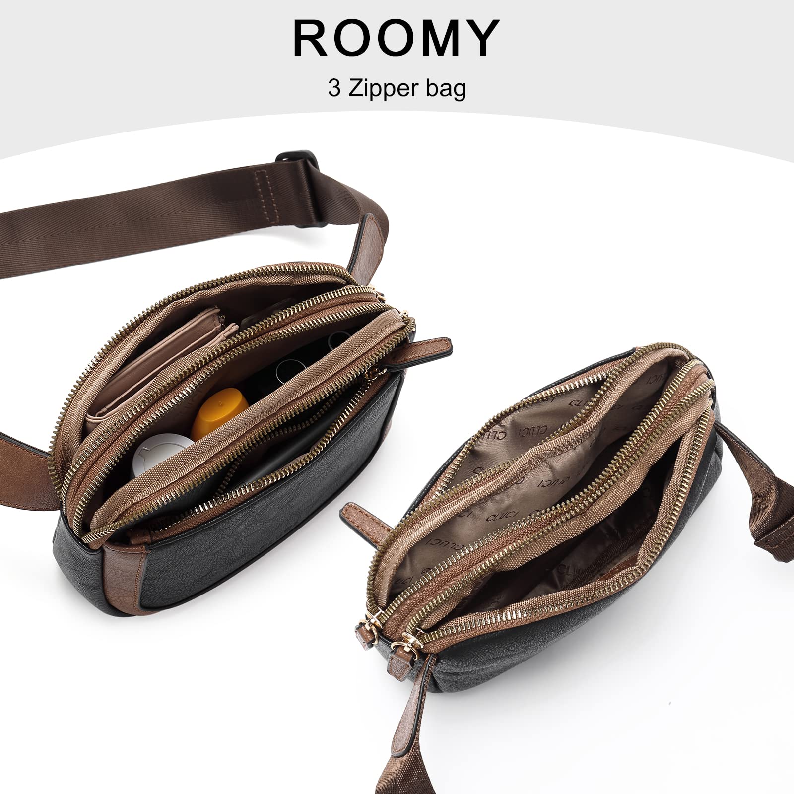 Foto 5 | Riñonera Cluci De Piel Vegana Para Mujer, Color Negro, De Fanny Pack - Venta Internacional.