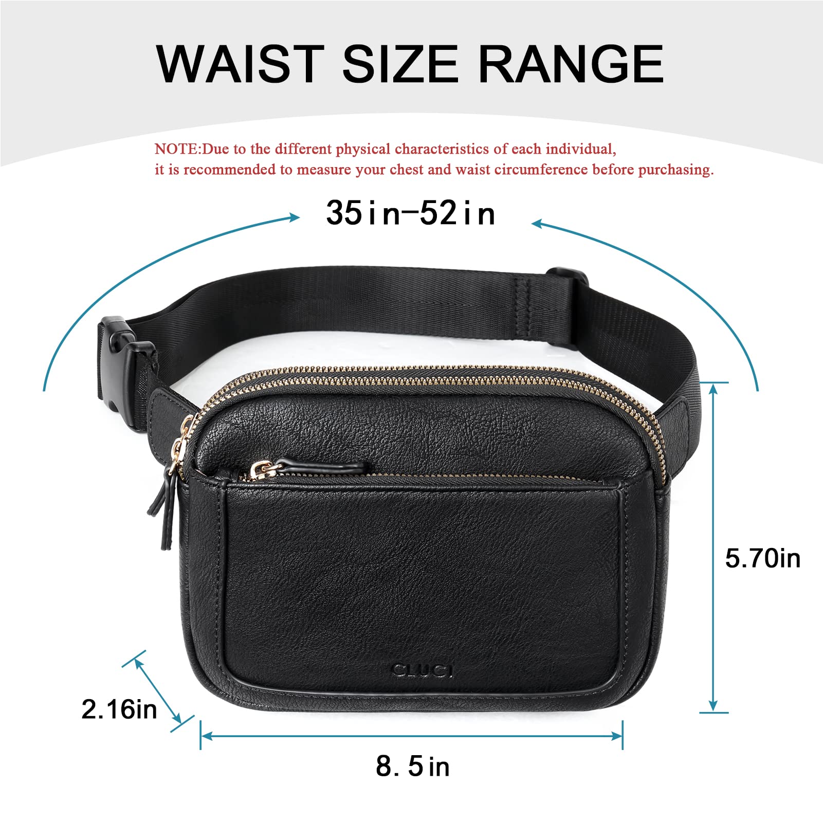 Foto 4 pulgar | Riñonera Cluci De Piel Vegana Para Mujer, Color Negro, De Fanny Pack - Venta Internacional.