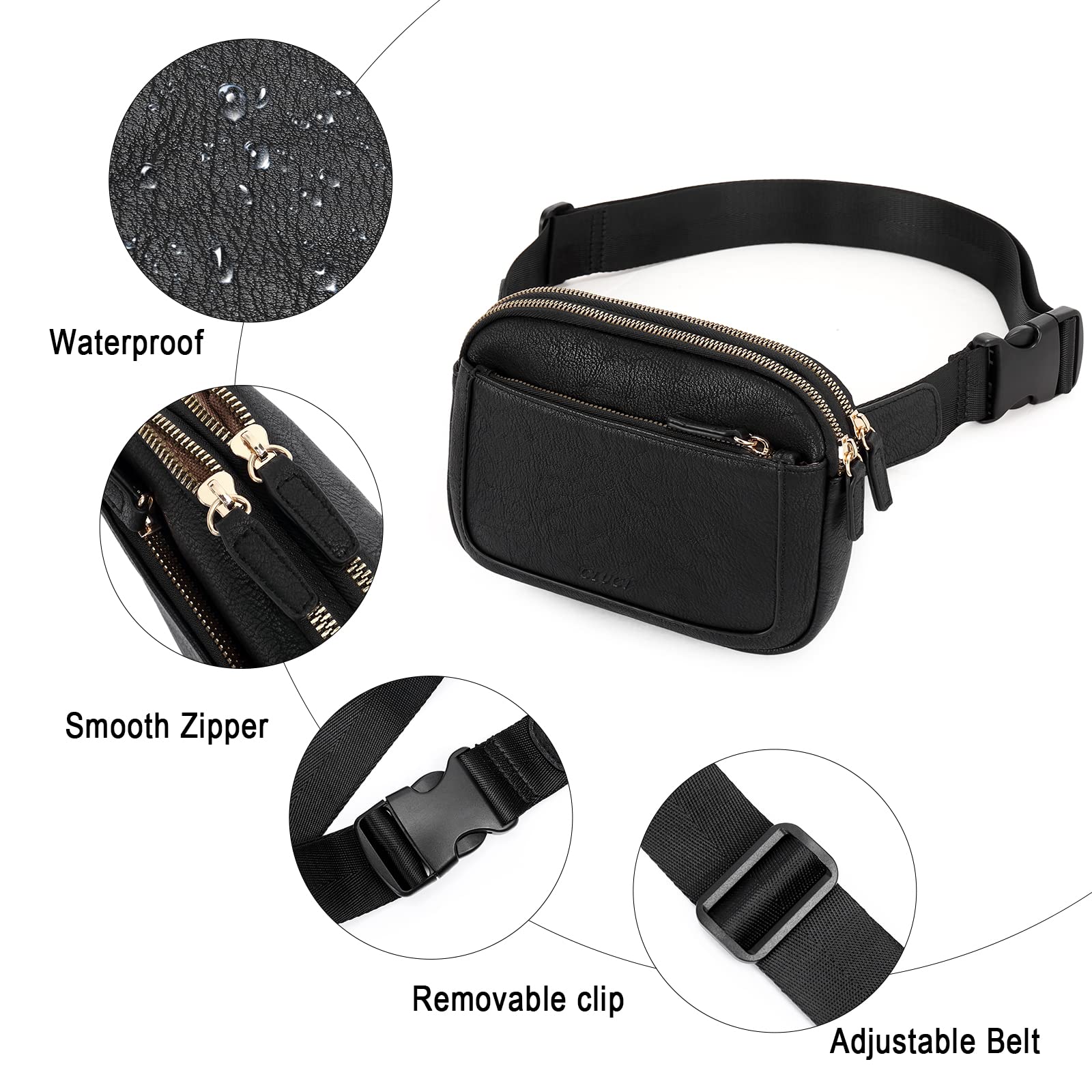 Foto 5 pulgar | Riñonera Cluci De Piel Vegana Para Mujer, Color Negro, De Fanny Pack - Venta Internacional.