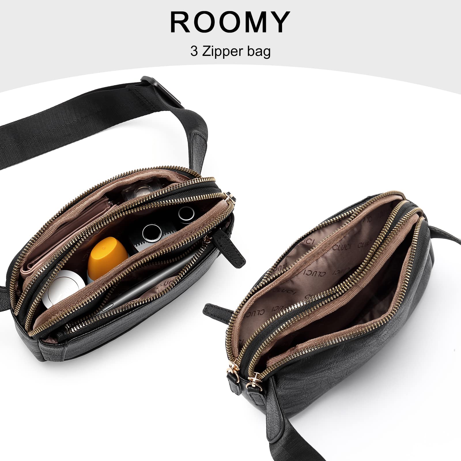 Foto 6 pulgar | Riñonera Cluci De Piel Vegana Para Mujer, Color Negro, De Fanny Pack - Venta Internacional.