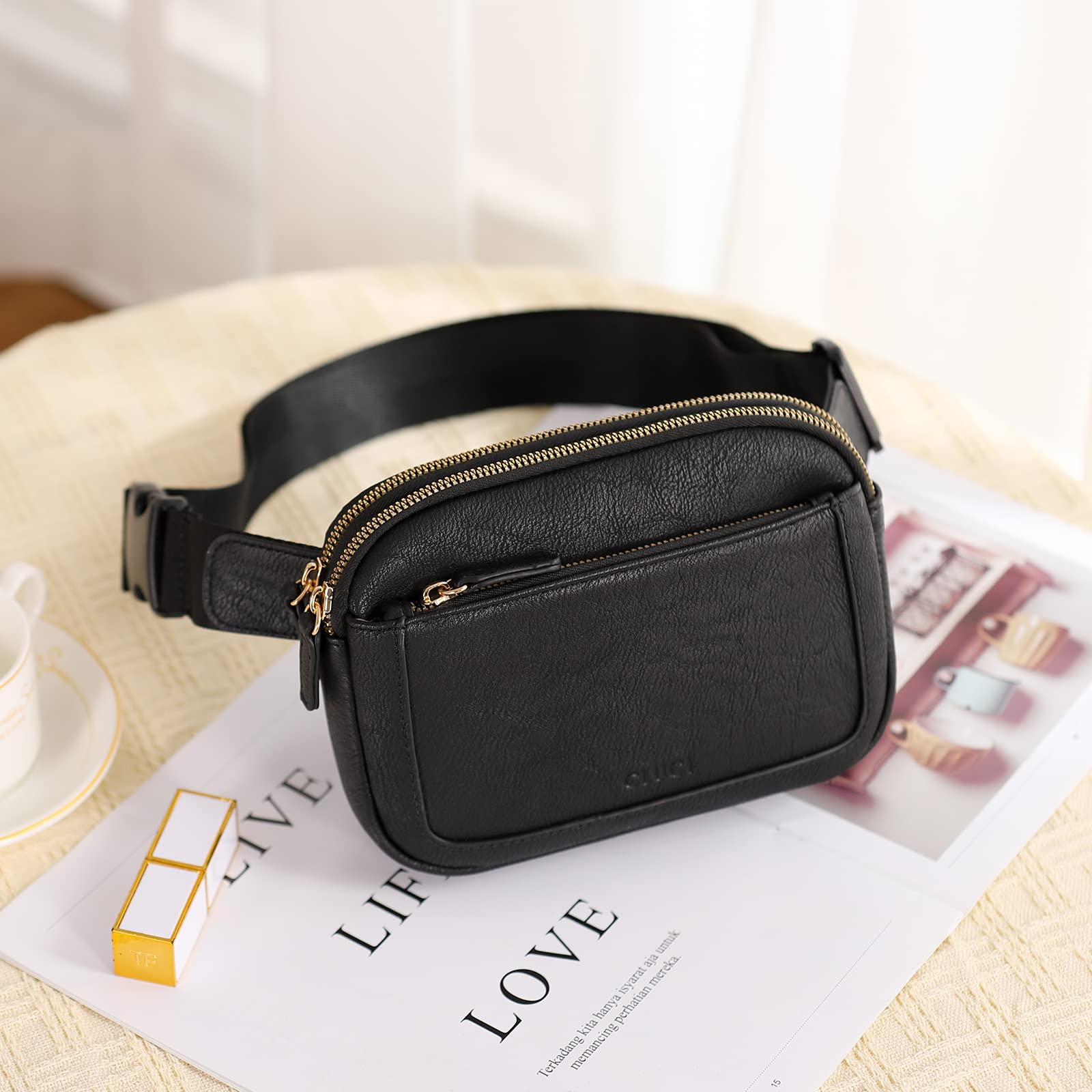 Foto 8 pulgar | Riñonera Cluci De Piel Vegana Para Mujer, Color Negro, De Fanny Pack - Venta Internacional.