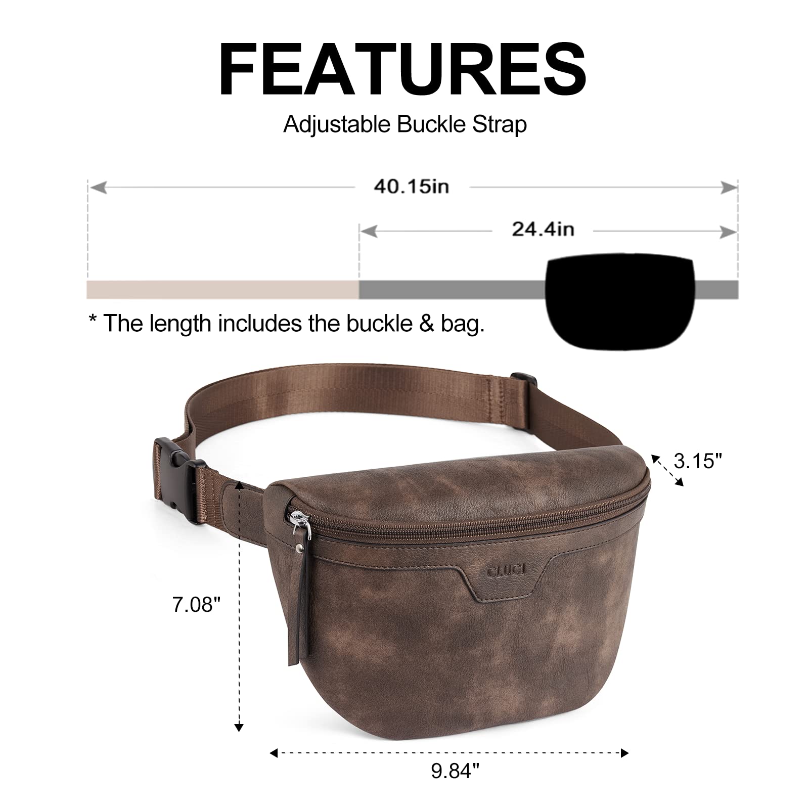Foto 4 pulgar | Riñonera Fanny Pack Cluci Fashion De Piel Vegana Unisex - Venta Internacional.