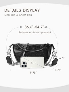 Foto 3 | Bandolera Cluci, Bandolera, Cinturón De Piel, De Viaje, Negro, Para Mujer - Venta Internacional.