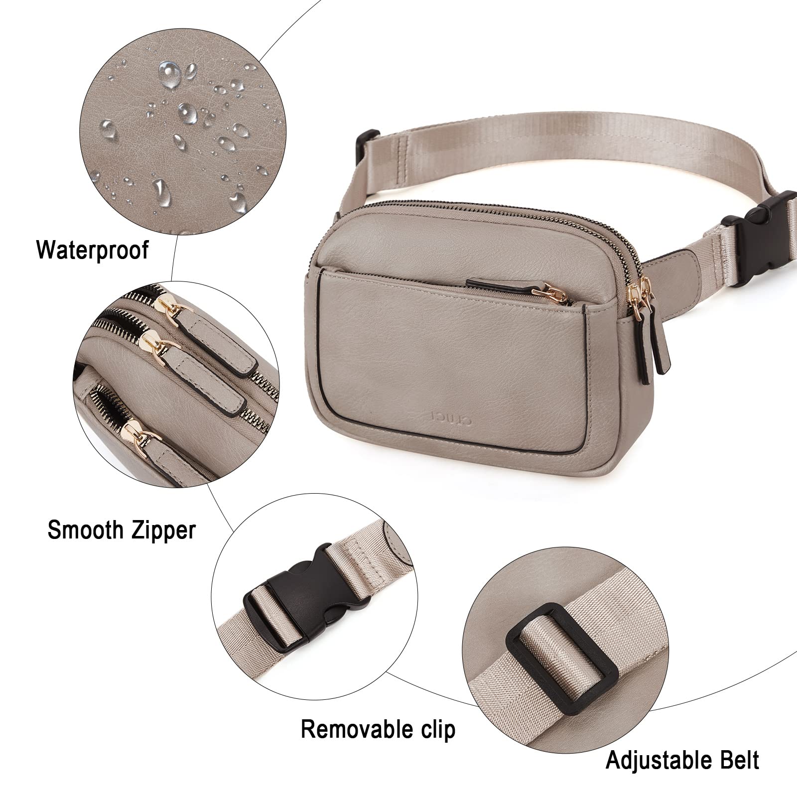 Foto 5 | Riñonera Cluci Mini Everywhere De Piel Vegana Gris De Fanny Pack - Venta Internacional.