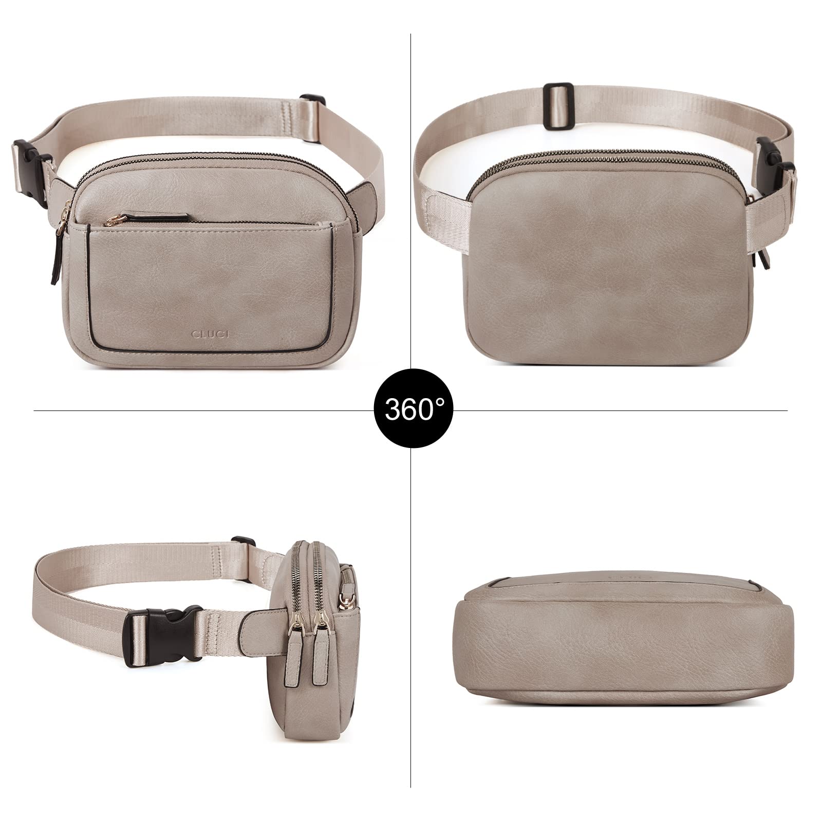 Foto 7 pulgar | Riñonera Cluci Mini Everywhere De Piel Vegana Gris De Fanny Pack - Venta Internacional.