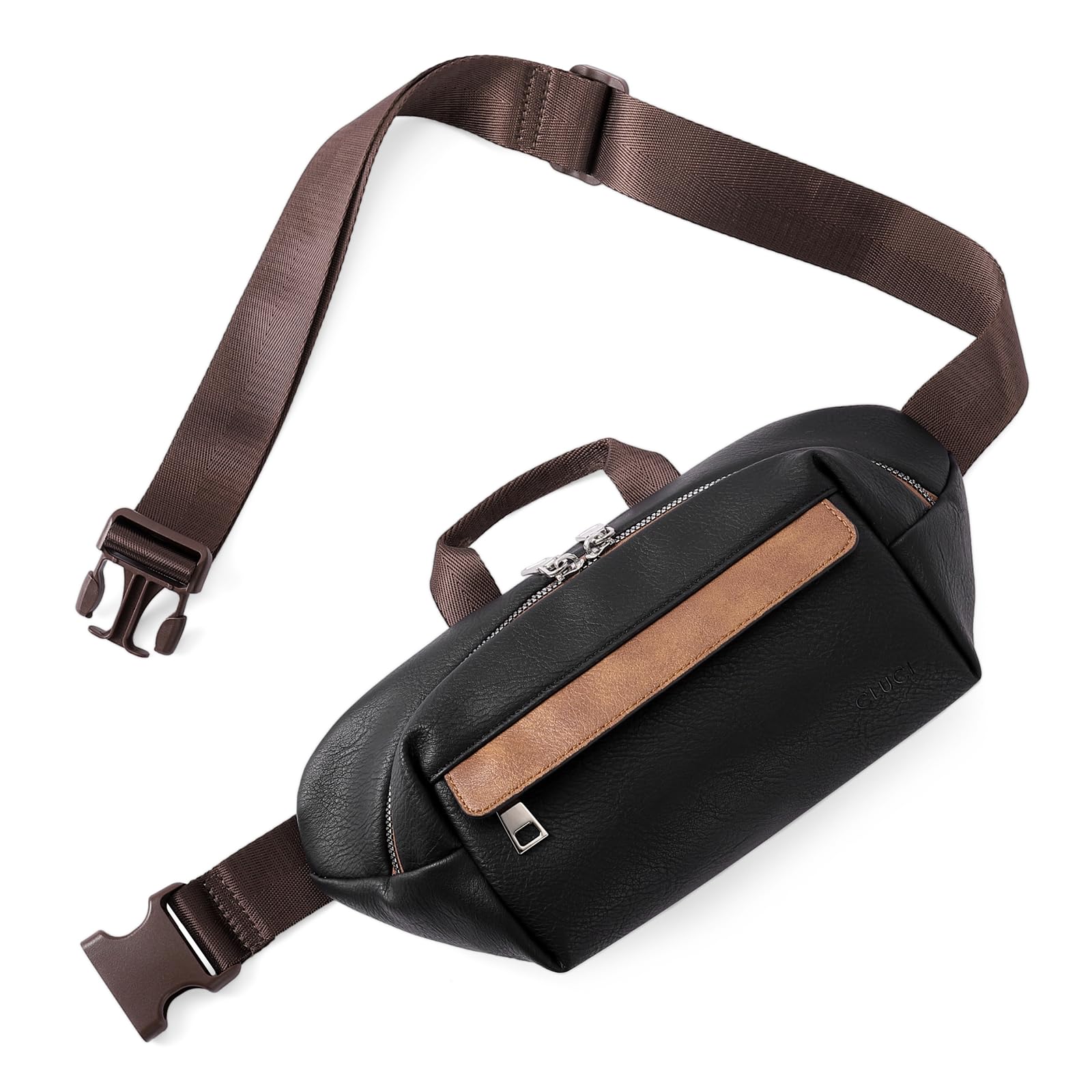 Riñonera Cluci Crossbody Para Mujer, Piel Vegana, Color Negro/marrón - Venta Internacional.