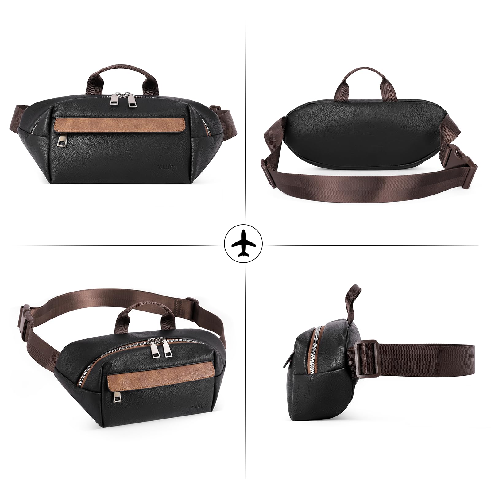 Foto 6 | Riñonera Cluci Crossbody Para Mujer, Piel Vegana, Color Negro/marrón - Venta Internacional.