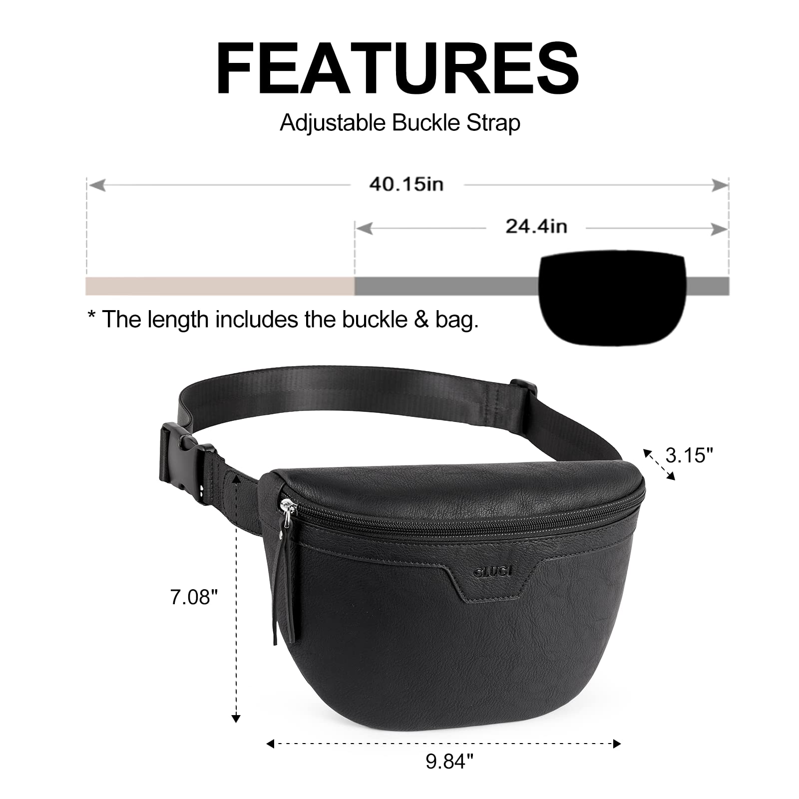 Foto 4 pulgar | Riñonera Fanny Pack Cluci Fashion De Piel Vegana Unisex - Venta Internacional.