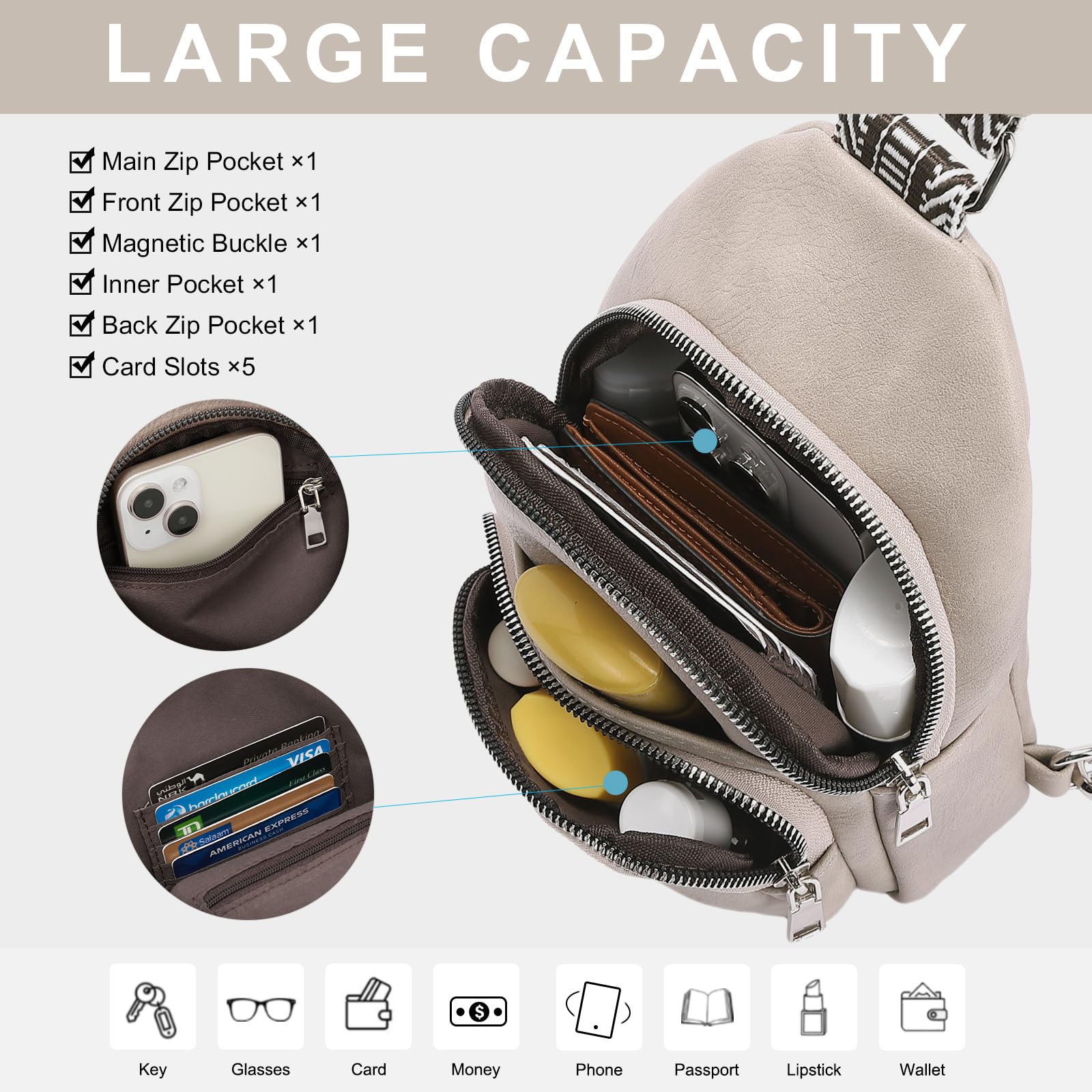 Foto 5 pulgar | Riñonera Cluci Small De Piel Vegana Para Mujer - Venta Internacional.