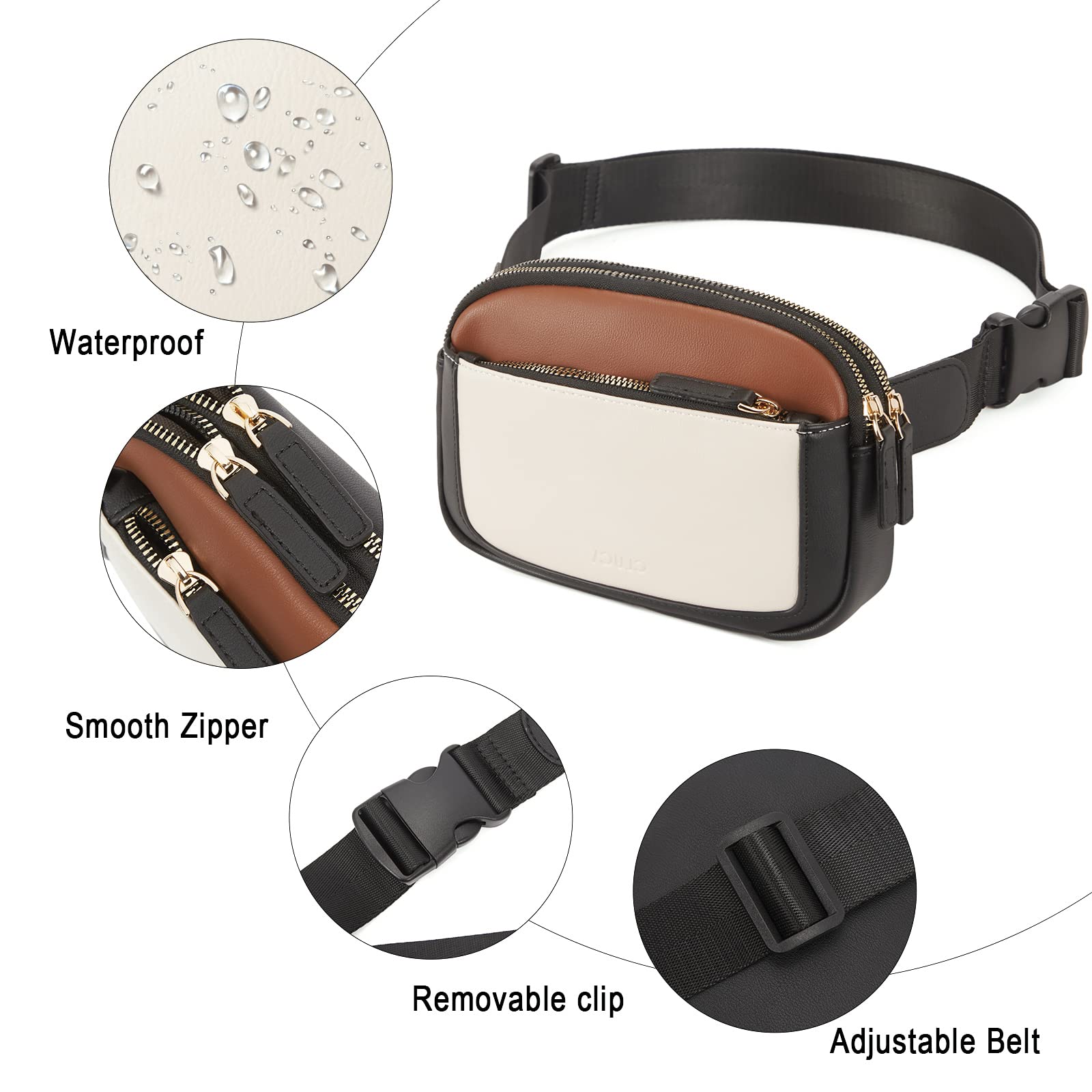 Foto 6 pulgar | Riñonera Cluci De Piel Vegana Para Mujer, Color Negro, De Fanny Pack - Venta Internacional.