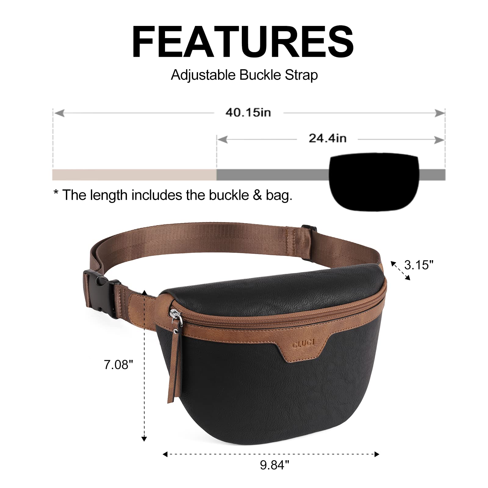 Foto 3 | Riñonera Fanny Pack Cluci Fashion De Piel Vegana Unisex - Venta Internacional.