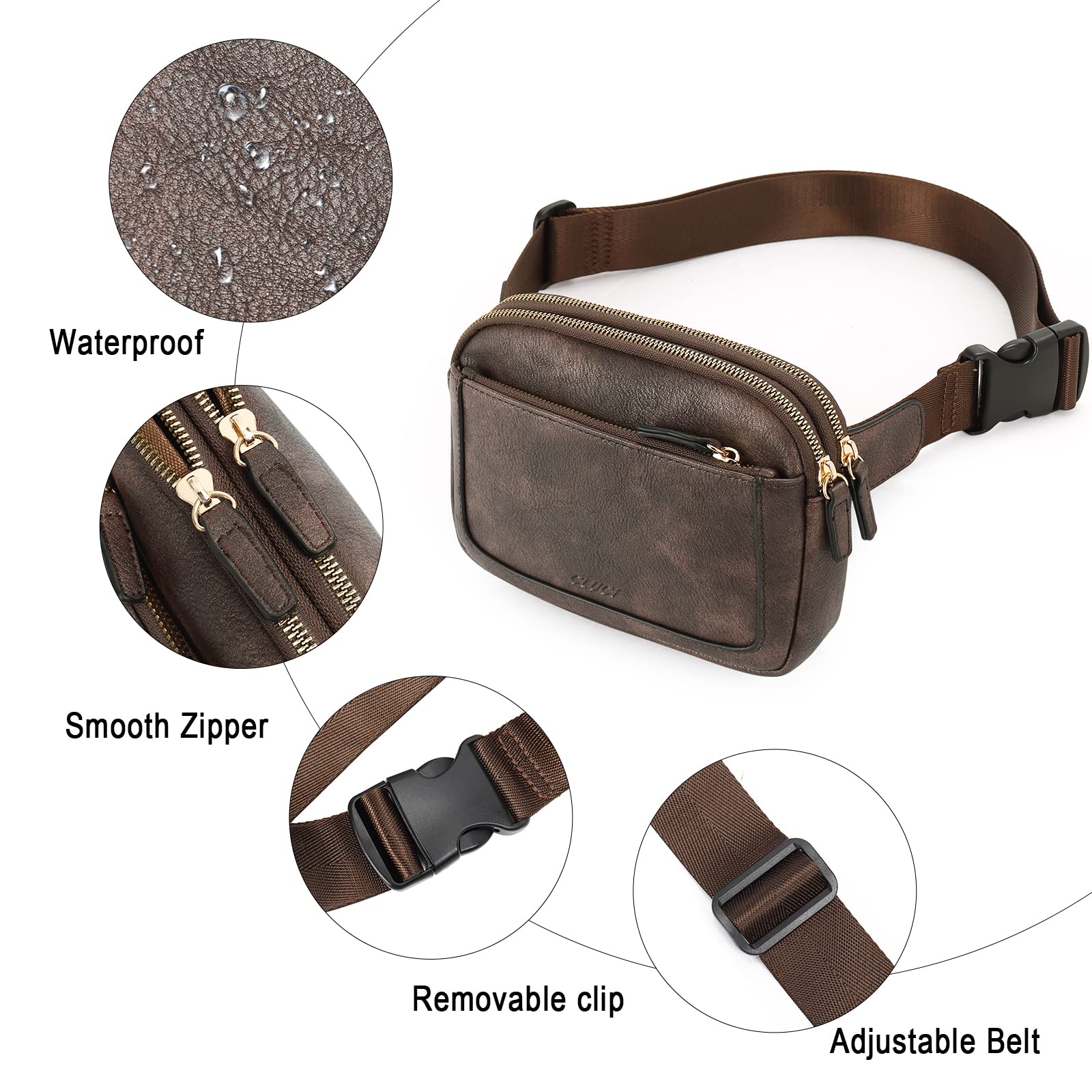 Foto 5 pulgar | Riñonera Cluci De Piel Vegana Para Mujer, Color Negro, De Fanny Pack - Venta Internacional.