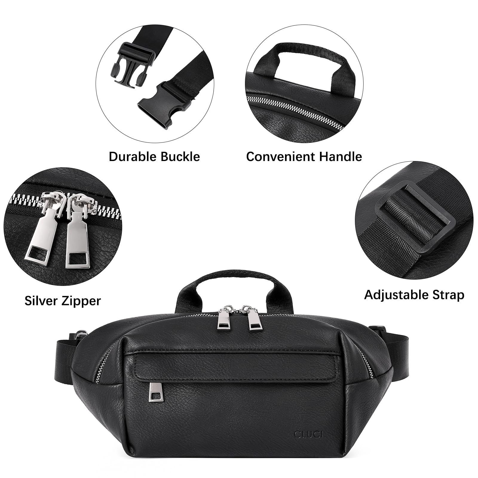Foto 6 pulgar | Riñonera Cluci Crossbody Para Mujer, Piel Vegana, Color Negro - Venta Internacional.