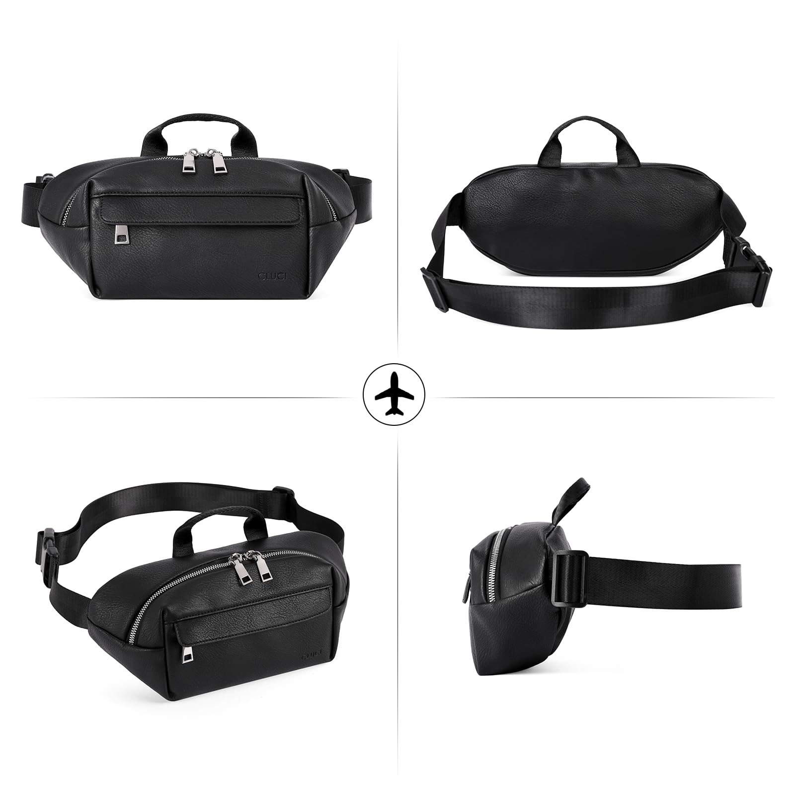 Foto 7 pulgar | Riñonera Cluci Crossbody Para Mujer, Piel Vegana, Color Negro - Venta Internacional.