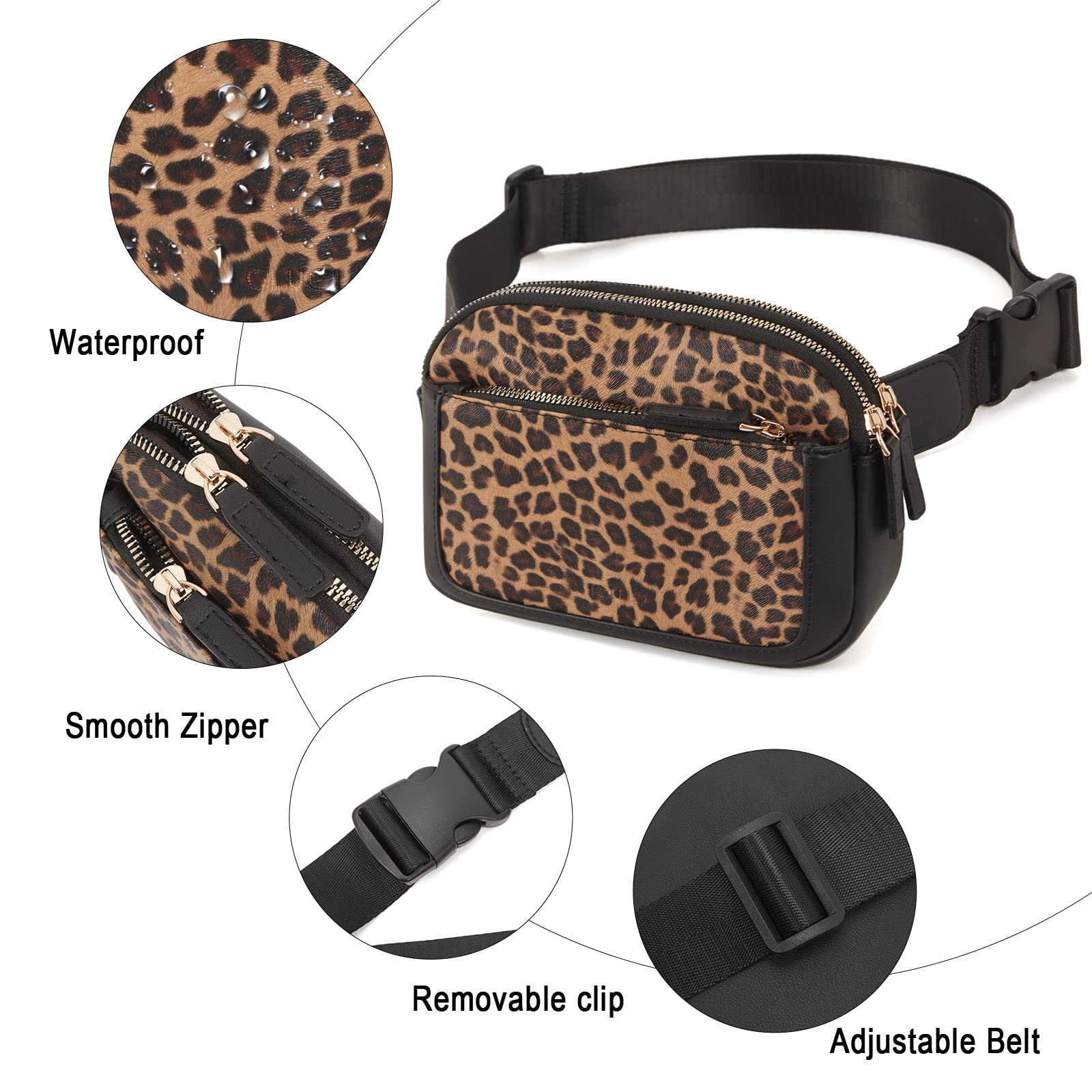 Foto 6 pulgar | Riñonera Cluci De Piel Vegana Para Mujer, Color Negro, De Fanny Pack - Venta Internacional.