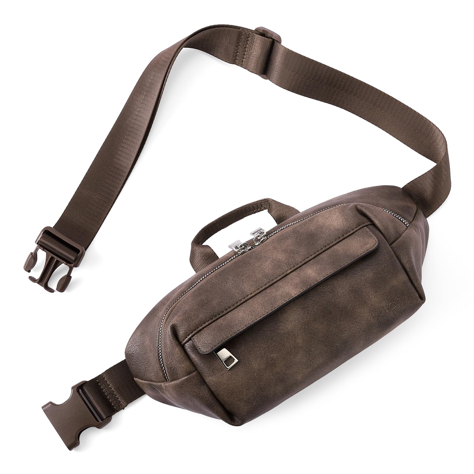 Riñonera Cluci Bandolera Para Mujer, Color Café Oscuro, Piel Vegana - Venta Internacional.
