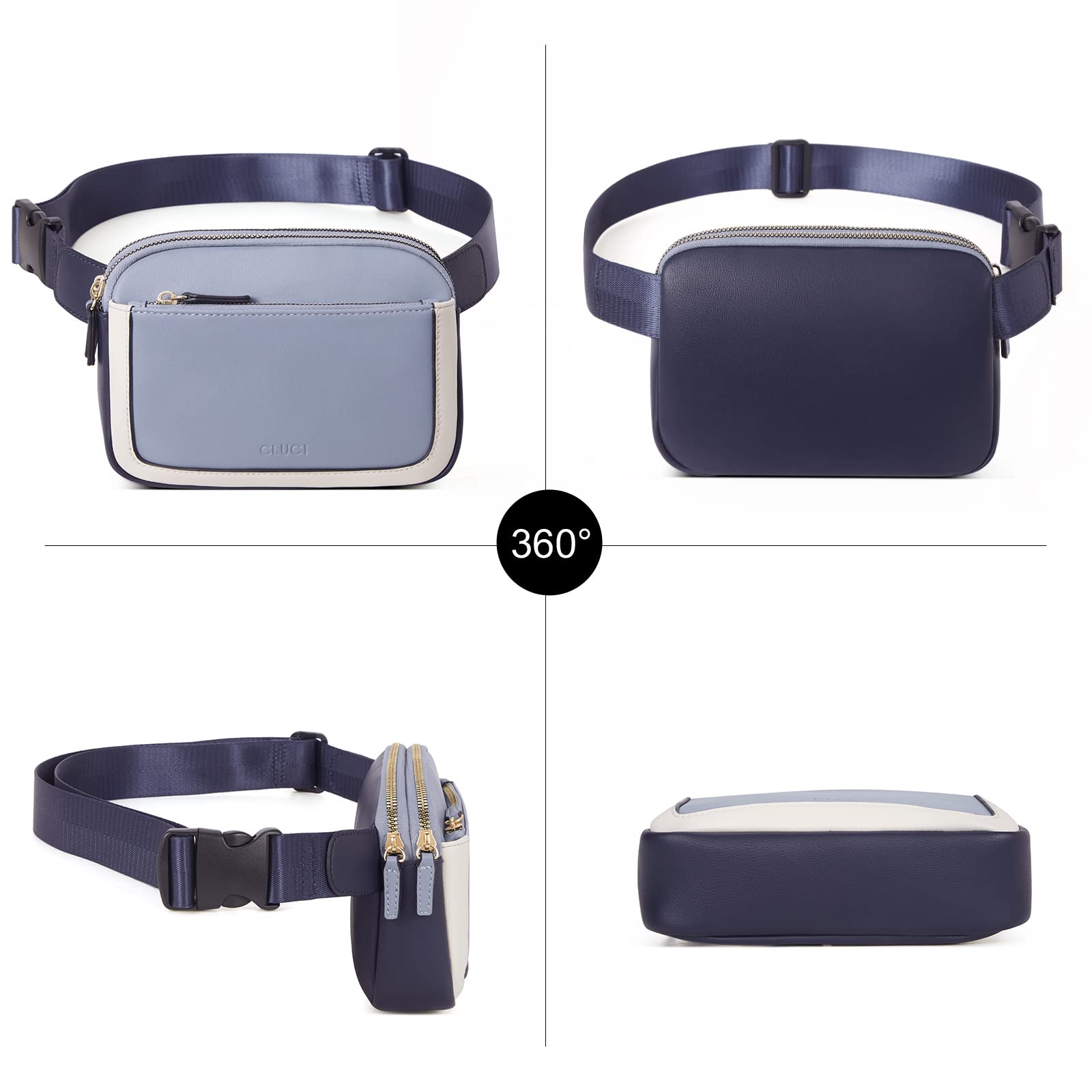Foto 6 | Riñonera Cluci Mini Everywhere De Piel Vegana Azul De Fanny Pack - Venta Internacional.