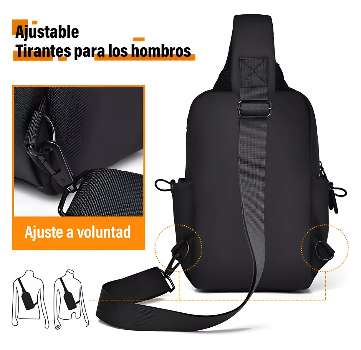 Foto 4 pulgar | Pechera Bolsa Bandolera Impermeable Para Hombre Negro