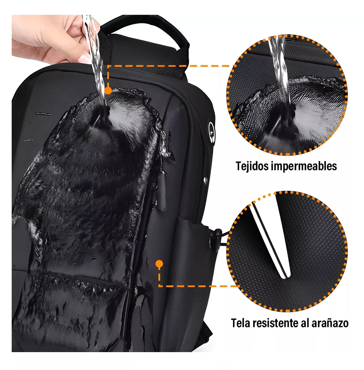 Foto 6 pulgar | Pechera Bolsa Bandolera Impermeable Para Hombre Negro