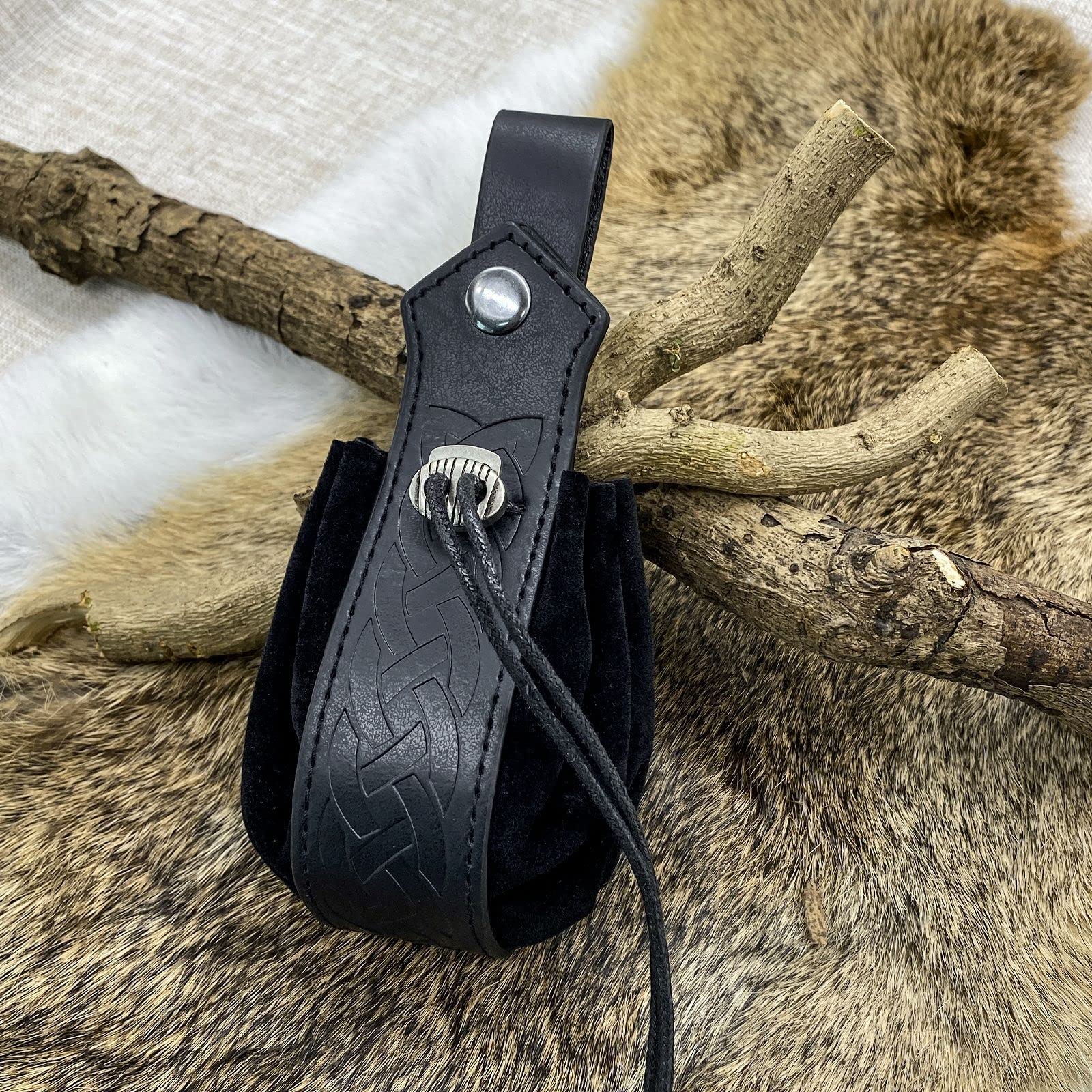 Foto 5 pulgar | Monedero Yougeetu Steampunk Estilo Vikingo Bolsa Medieval Negra - Venta Internacional.