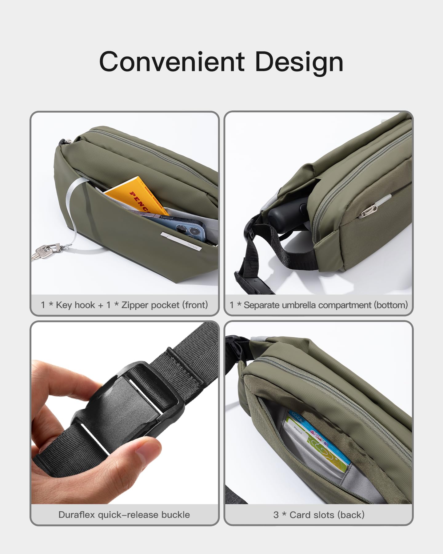Foto 5 pulgar | Bandolera Inateck X 4 L Resistente Al Agua, Color Oliva - Venta Internacional.