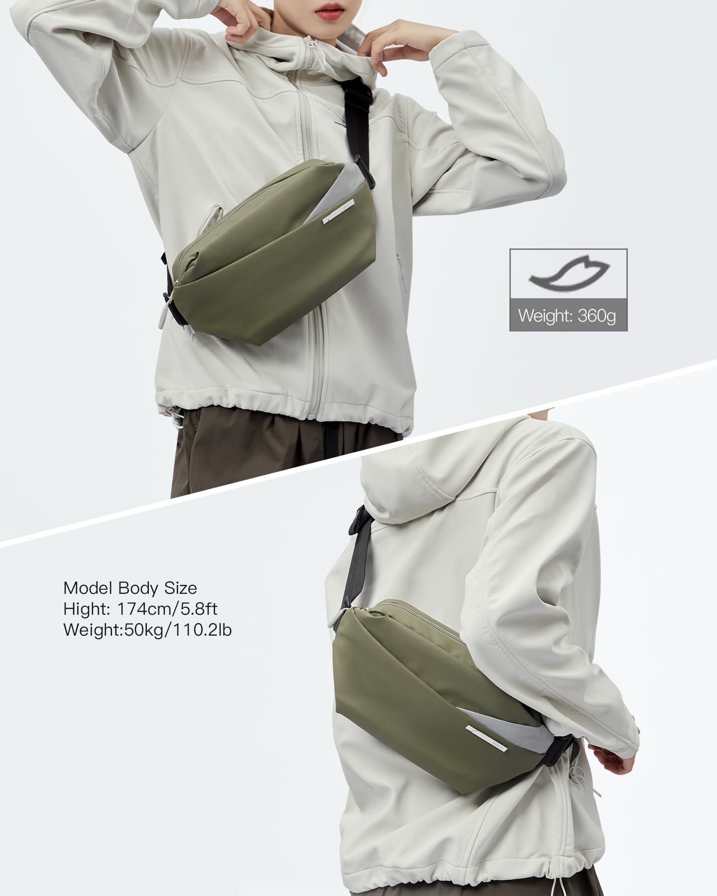 Foto 7 pulgar | Bandolera Inateck X 4 L Resistente Al Agua, Color Oliva - Venta Internacional.