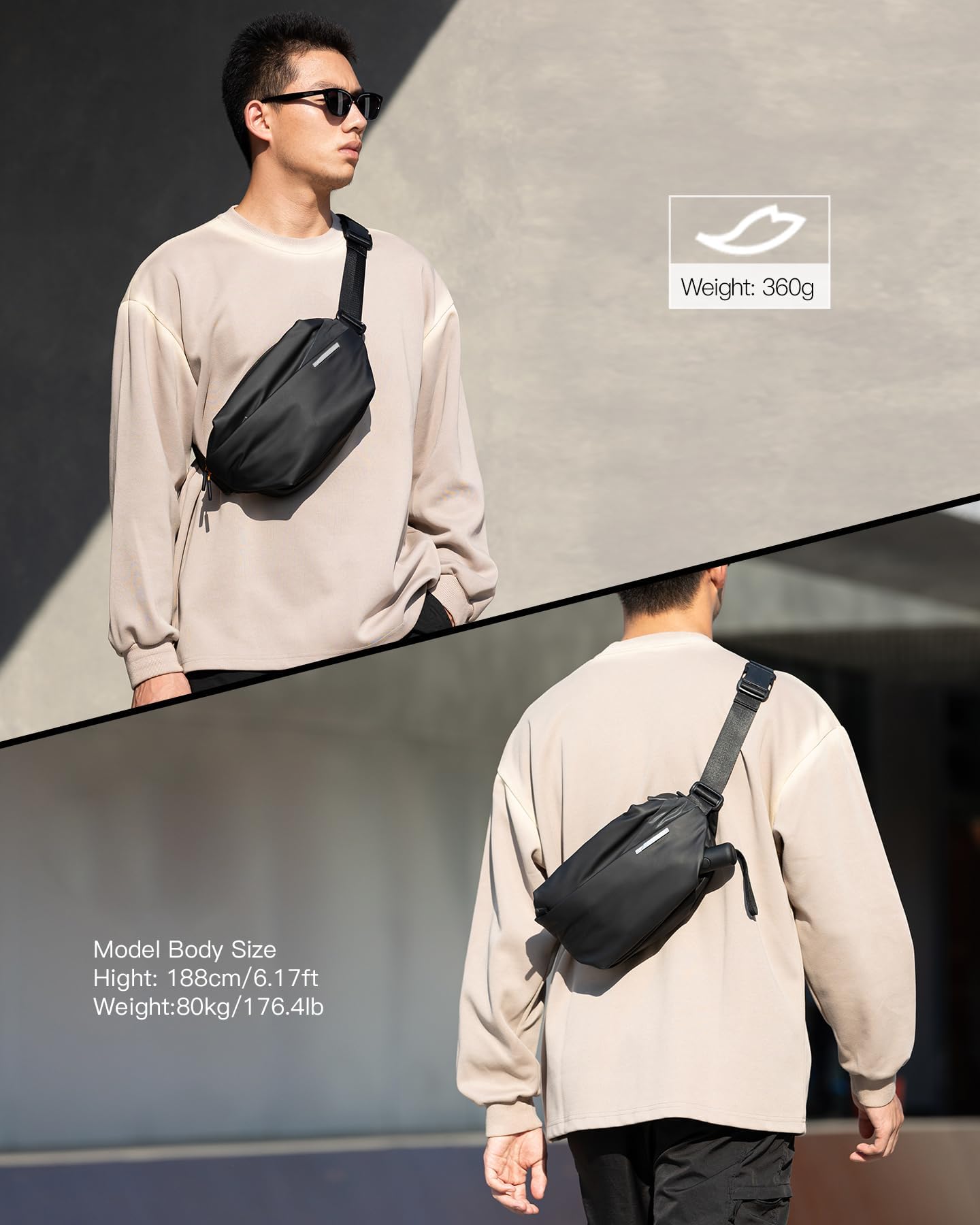 Foto 7 pulgar | Bandolera Inateck Sling Bag X 4 L Resistente Al Agua Negra - Venta Internacional.