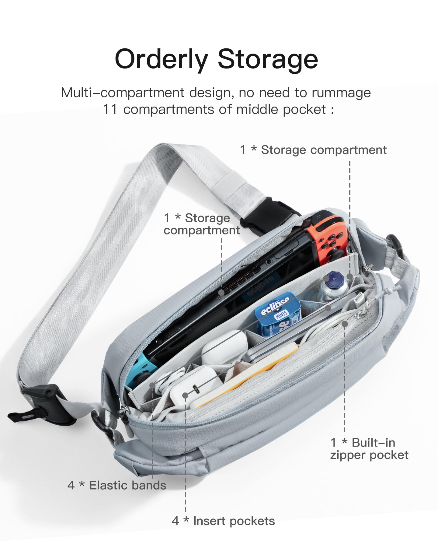 Foto 4 pulgar | Bandolera Inateck Sling Bag X 4l, Resistente Al Agua, Gris Y Azul - Venta Internacional.
