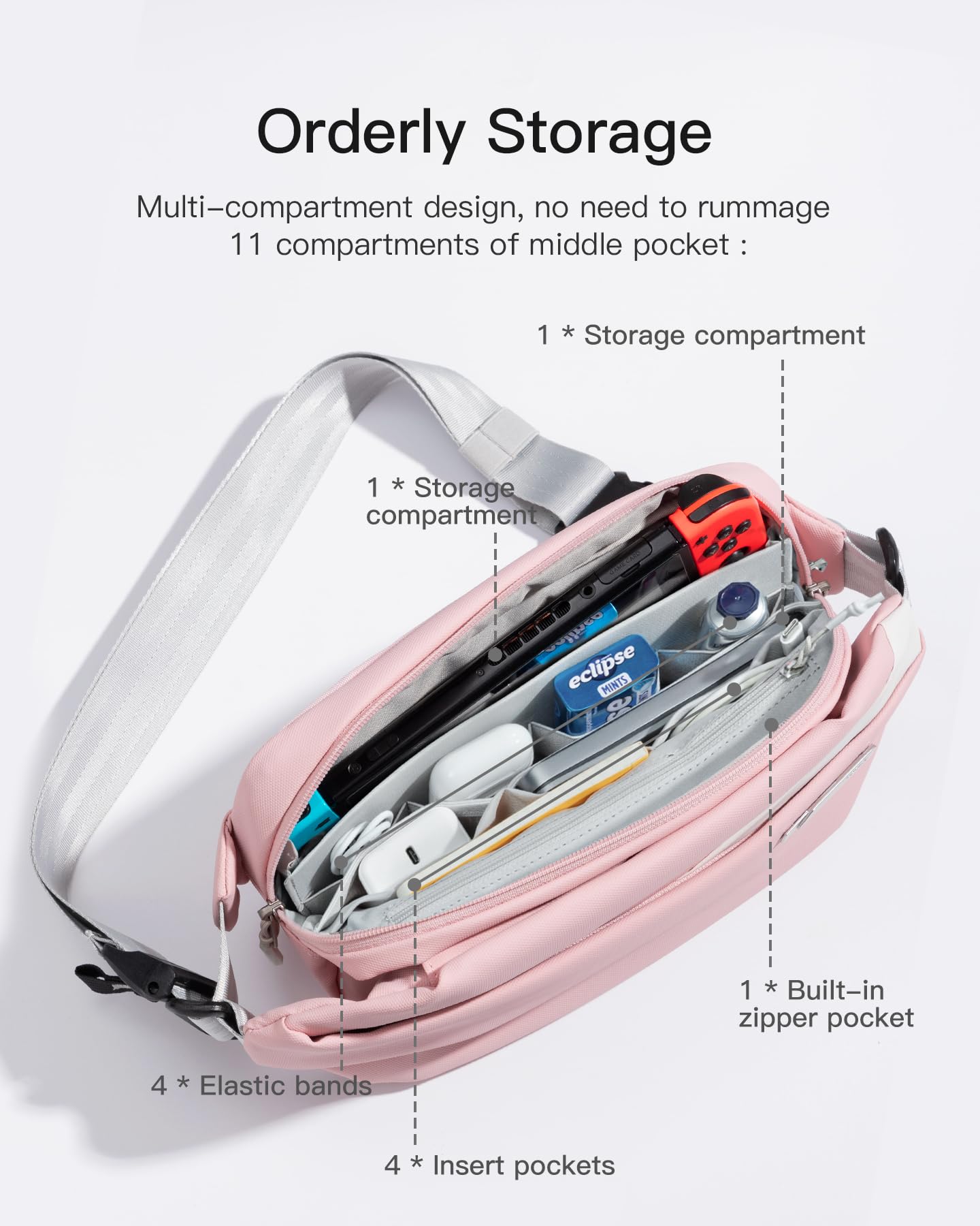 Foto 4 pulgar | Bandolera Inateck Sling Bag X 4 L Resistente Al Agua Rosa - Venta Internacional.