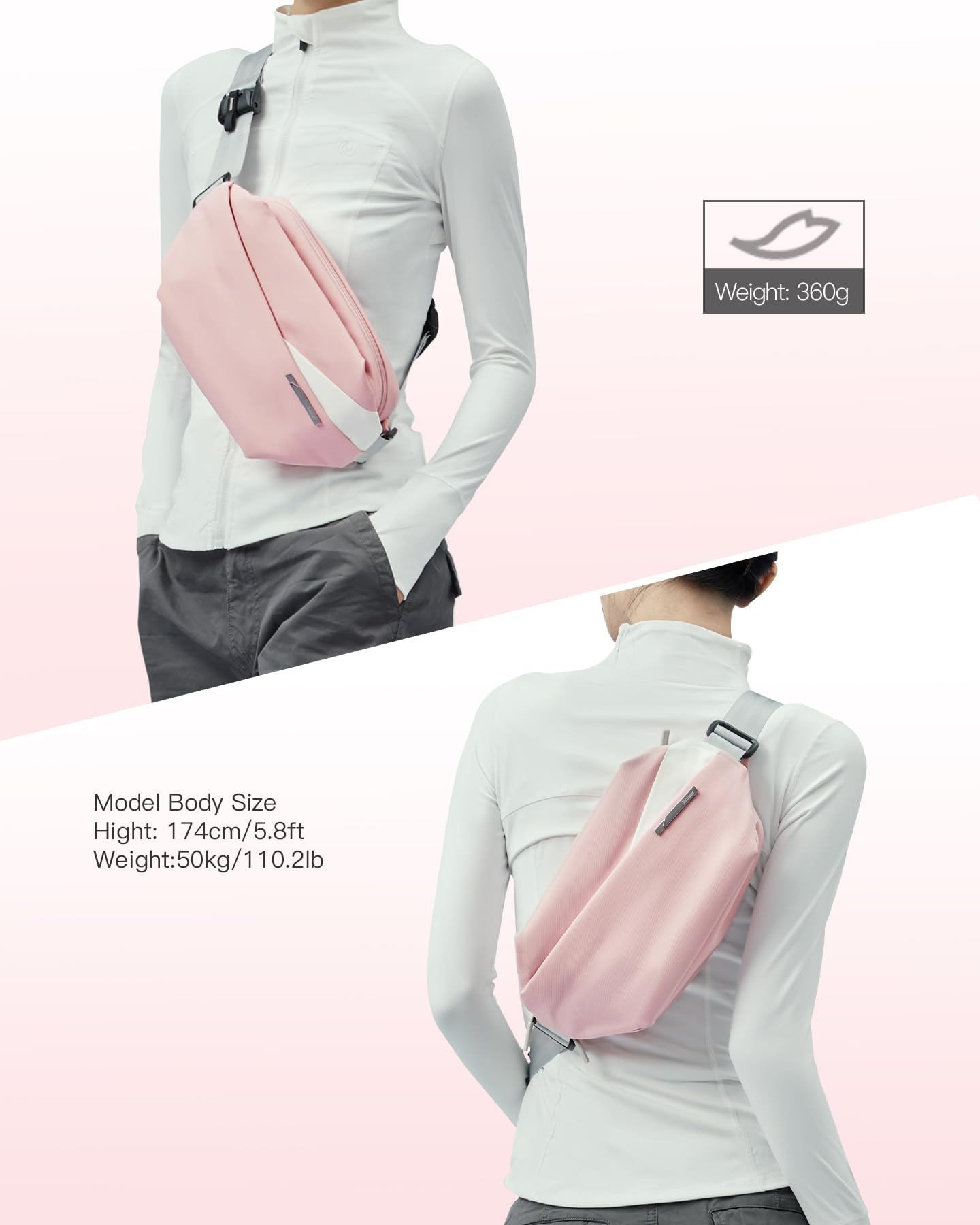 Foto 7 pulgar | Bandolera Inateck Sling Bag X 4 L Resistente Al Agua Rosa - Venta Internacional.