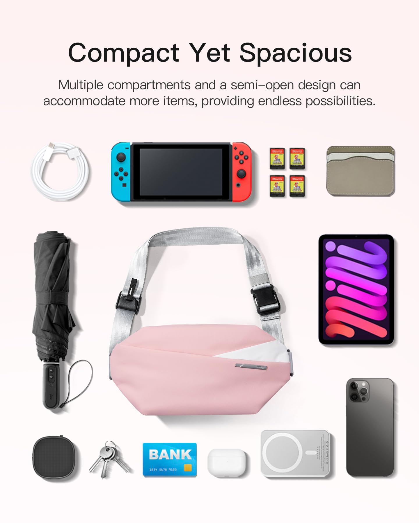 Foto 8 pulgar | Bandolera Inateck Sling Bag X 4 L Resistente Al Agua Rosa - Venta Internacional.