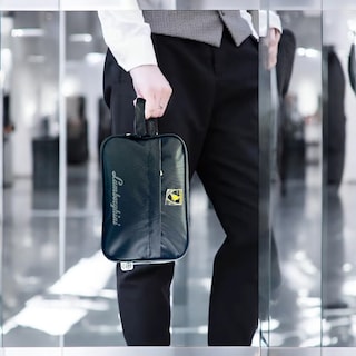 Foto 3 | Bolso Neceser De Mano Para Caballero Bandolera Lamborghini Negra