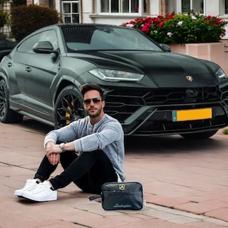 Foto 7 | Bolso Neceser De Mano Para Caballero Bandolera Lamborghini Negra