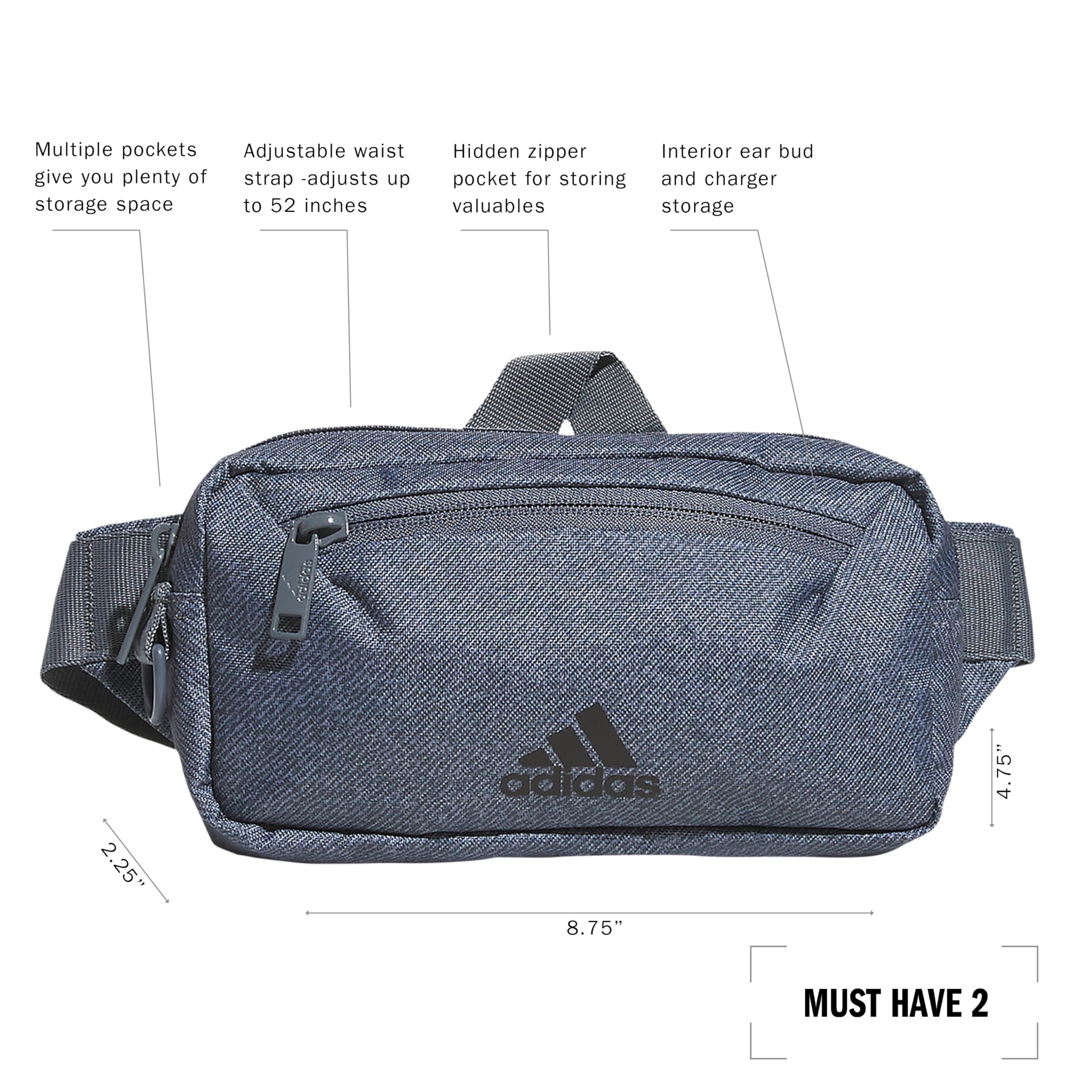 Foto 3 pulgar | Riñonera Bandolera Adidas Must Have 2.0 Gris - Venta Internacional.