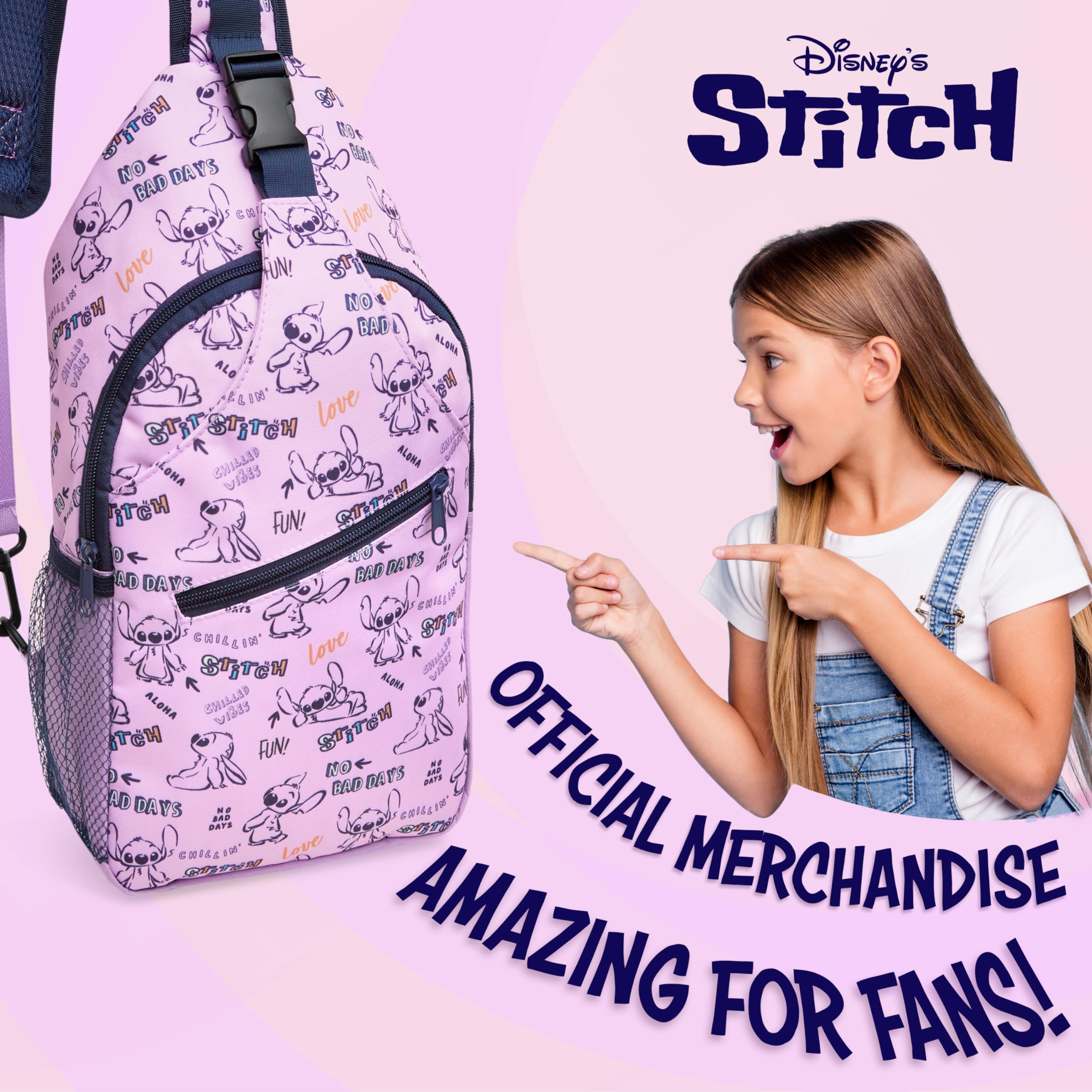 Foto 4 pulgar | Bolso Bandolera Disney Stitch Para Niñas Con Correa Ajustable - Venta Internacional.