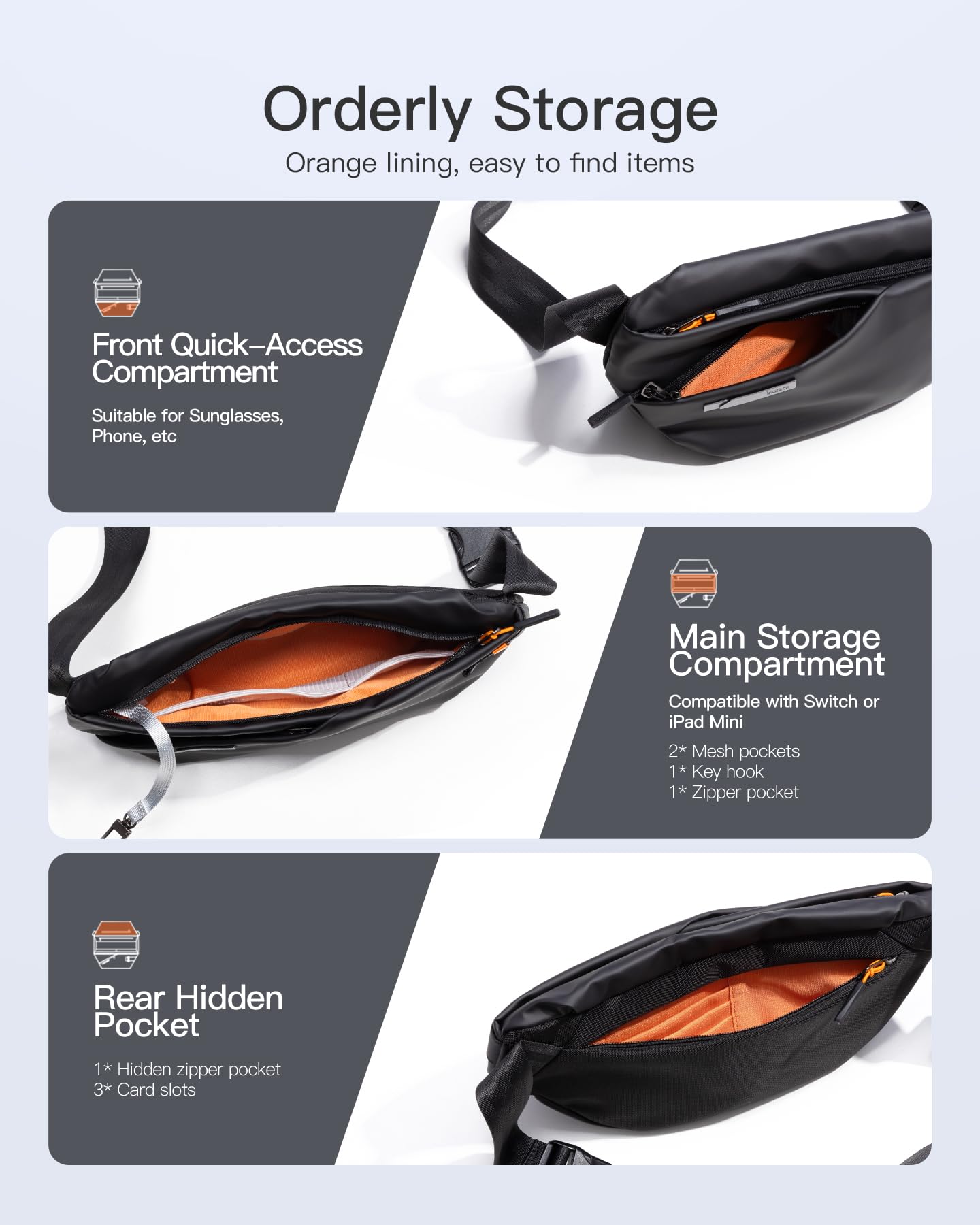 Foto 5 pulgar | Bandolera Inateck X-lite 4l Resistente Al Agua Para Viajes, Color Negro - Venta Internacional.