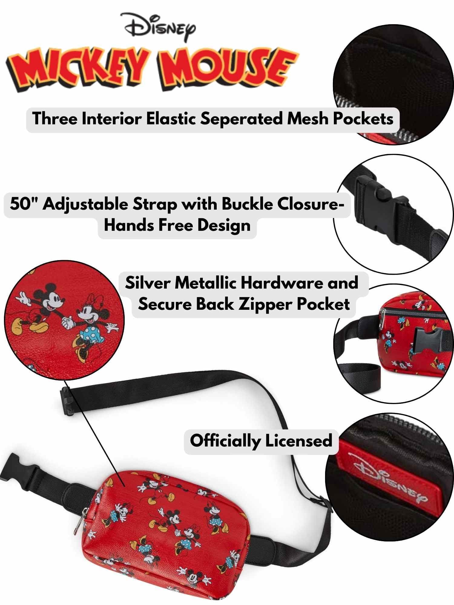 Foto 4 pulgar | Riñonera Disney Mickey Minnie Mouse Roja Para Mujer - Venta Internacional.
