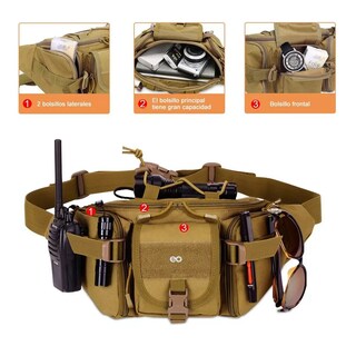 Foto 2 | Cangurera Tactica Militar Impermeable Riñonera Deportiva Eo Safe Imports Esi-10126-1 Marro