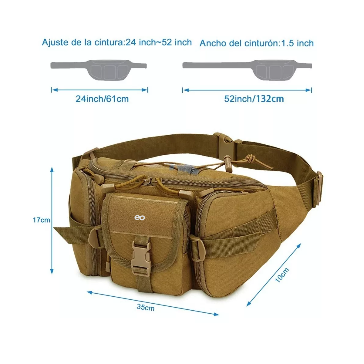 Foto 4 | Cangurera Tactica Militar Impermeable Riñonera Deportiva Eo Safe Imports Esi-10126-1 Marro