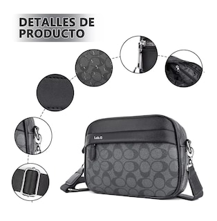 Foto 2 | Bolso Para Hombre Crossbody Bandolera Maletin Moda Casual Circulos Negro