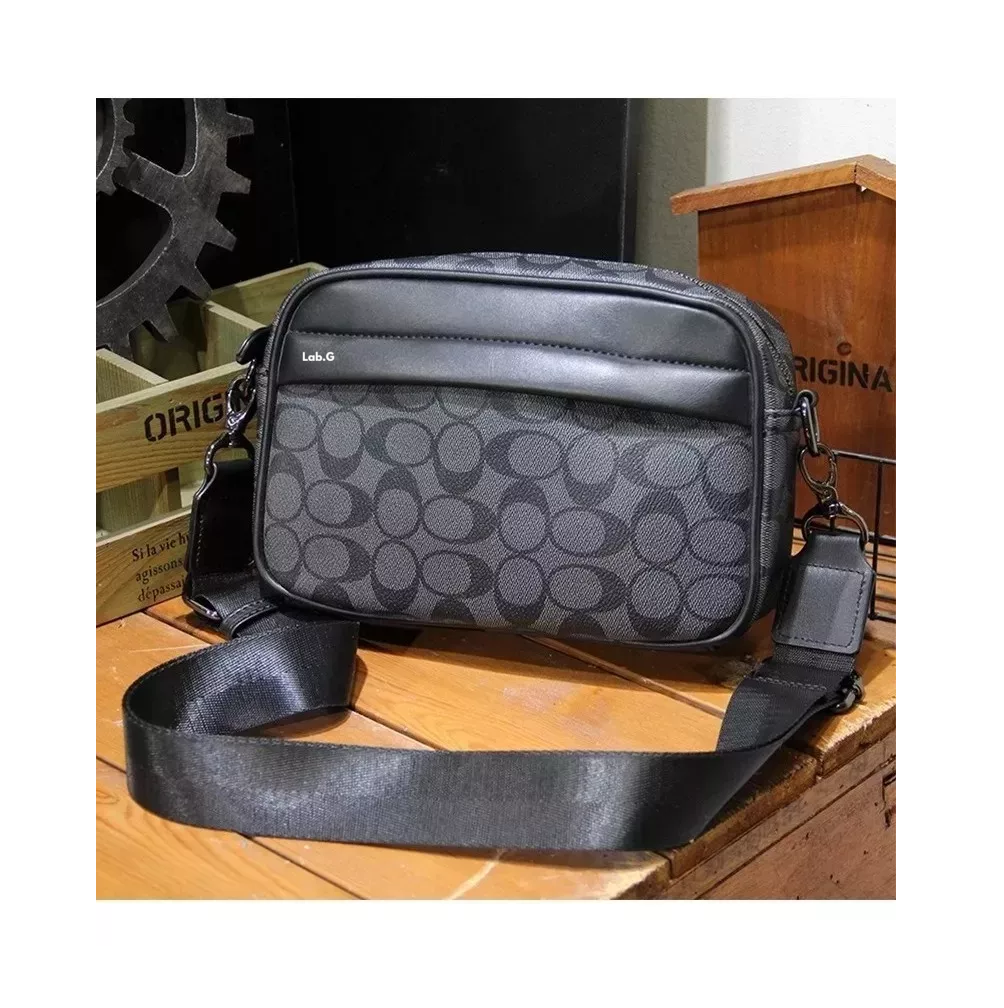 Foto 5 pulgar | Bolso Para Hombre Crossbody Bandolera Maletin Moda Casual Circulos Negro