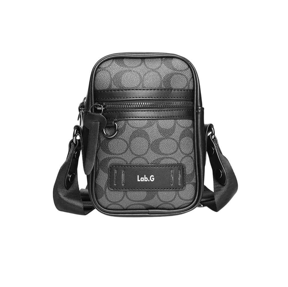 Foto 2 pulgar | Bolso Para Hombre Crossbody Casual Estampado Ovalado, Negro Urbano