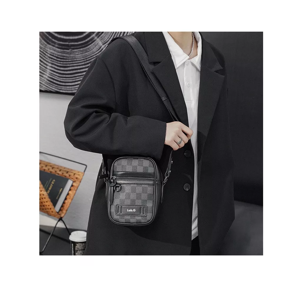 Foto 5 pulgar | Bolso Para Hombre Crossbody Casual Estampado Ovalado, Negro Urbano