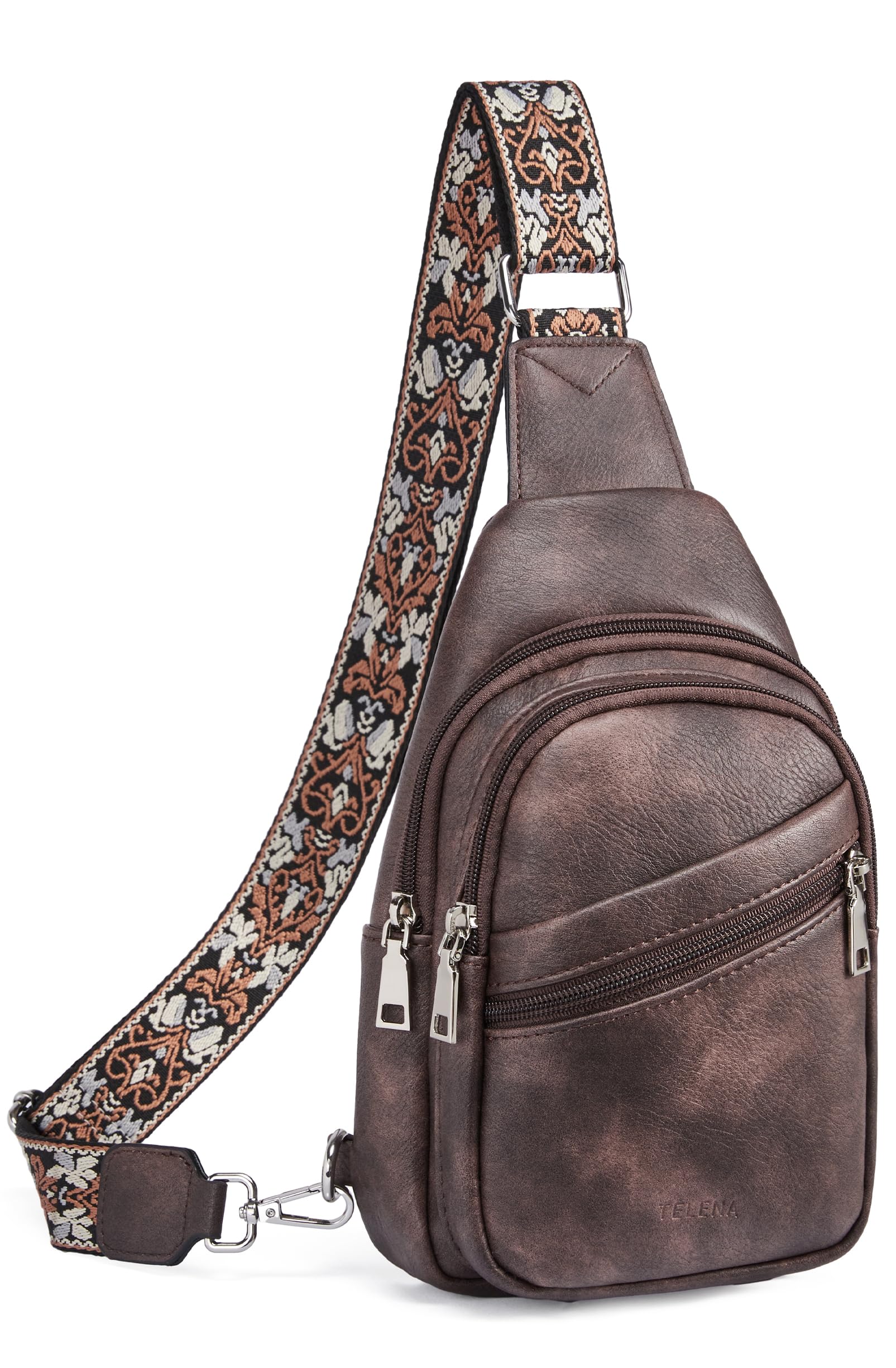 Foto 1 | Bandolera Telena Para Mujer, De Piel Vegana, Color Marrón - Venta Internacional.