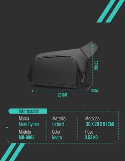 Foto 6 | Mochila Cruzada Futurista Marca Mark Ryden Modelo 8893 Color Negro Repelente Al Agua
